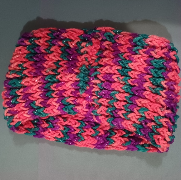 Handmade Accessories - Handmade Women's Pink, Purple, Teal w/ Silver Sparkle Infinity Scarf